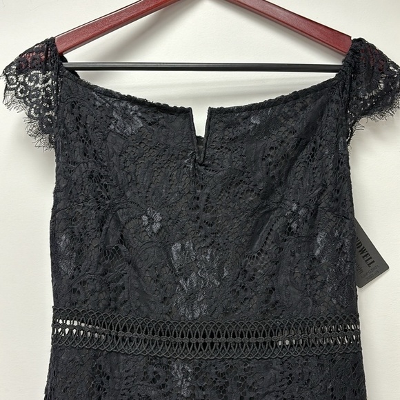 NWT ALLANDWELL Women's Elegant Floral Lace Round Neck Lace Dress size L black - Picture 5 of 16